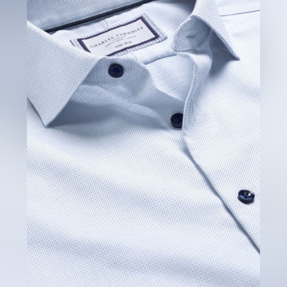 Non-Iron Dot Stretch Texture Shirt - White